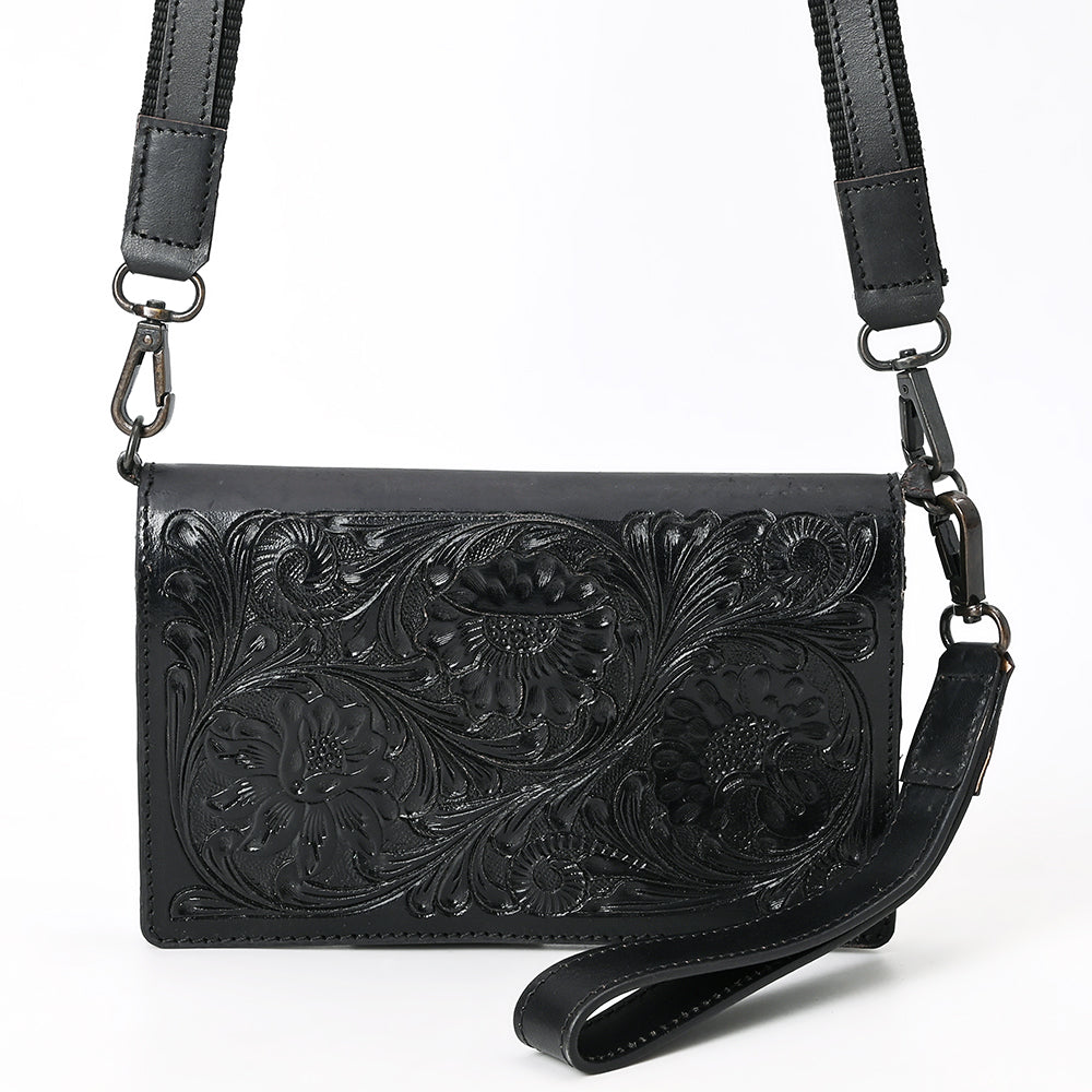 ADBGZ893A Black Tooled Leather Wallet Crossbody | American Darling