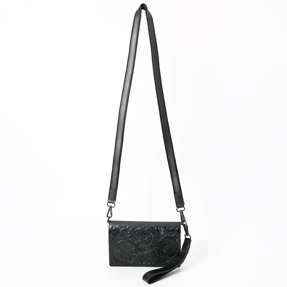 ADBGZ893A Black Tooled Leather Wallet Crossbody | American Darling