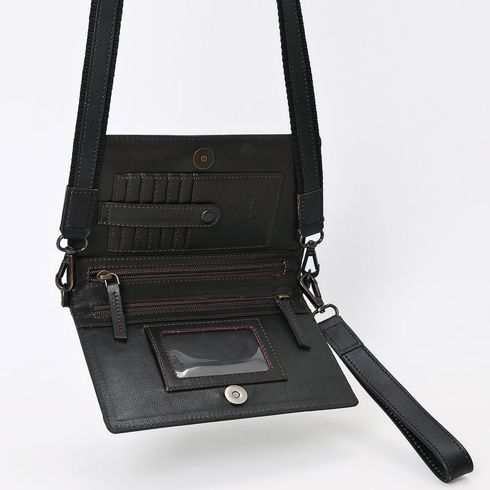 ADBGZ893A Black Tooled Leather Wallet Crossbody | American Darling