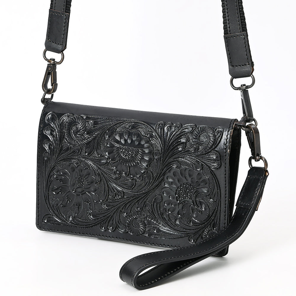 ADBGZ893A Black Tooled Leather Wallet Crossbody | American Darling