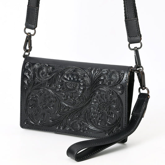 ADBGZ893A Black Tooled Leather Wallet Crossbody | American Darling