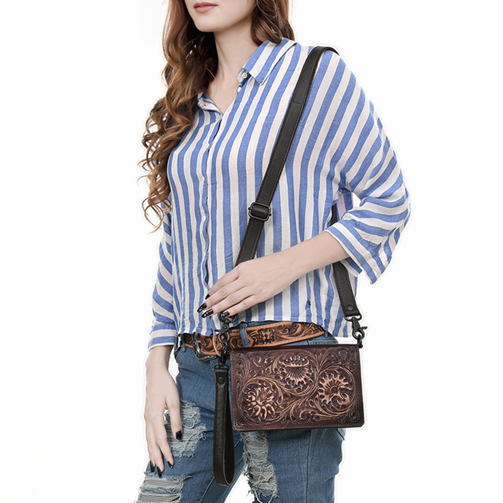ADBGZ893 Tooled Leather Wallet Crossbody | American Darling