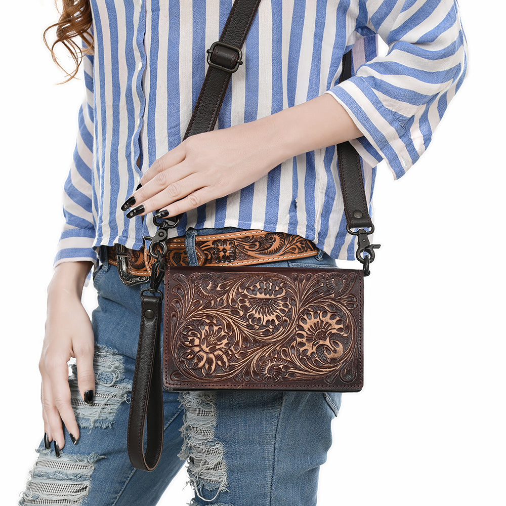 ADBGZ893 Tooled Leather Wallet Crossbody | American Darling