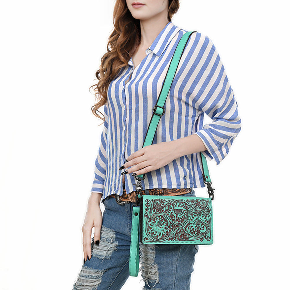 ADBGZ893 Tooled Leather Wallet Crossbody | American Darling