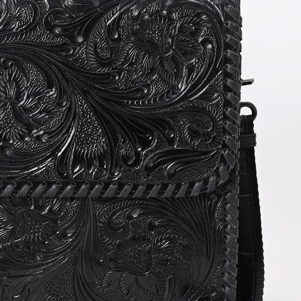 ADBGZ894A Black Tooled Leather Messenger Crossbody Bag | American Darling