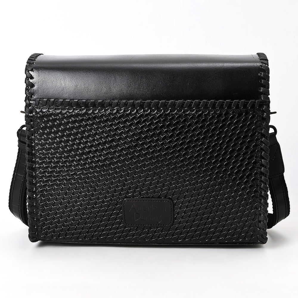ADBGZ894A Black Tooled Leather Messenger Crossbody Bag | American Darling