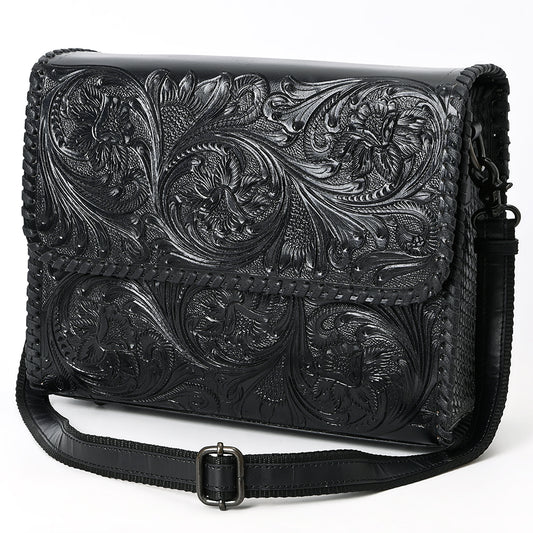 ADBGZ894A Black Tooled Leather Messenger Crossbody Bag | American Darling