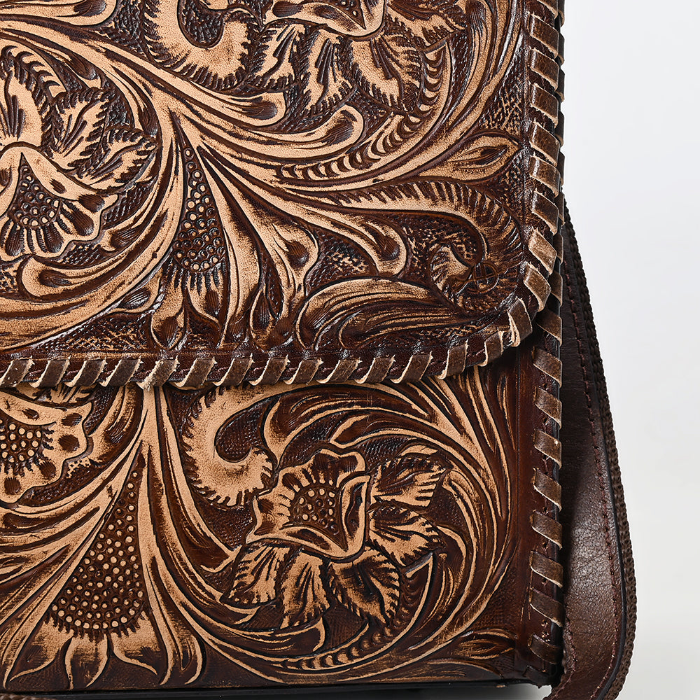 ADBGZ894 Tooled Leather Messenger Crossbody Bag | American Darling