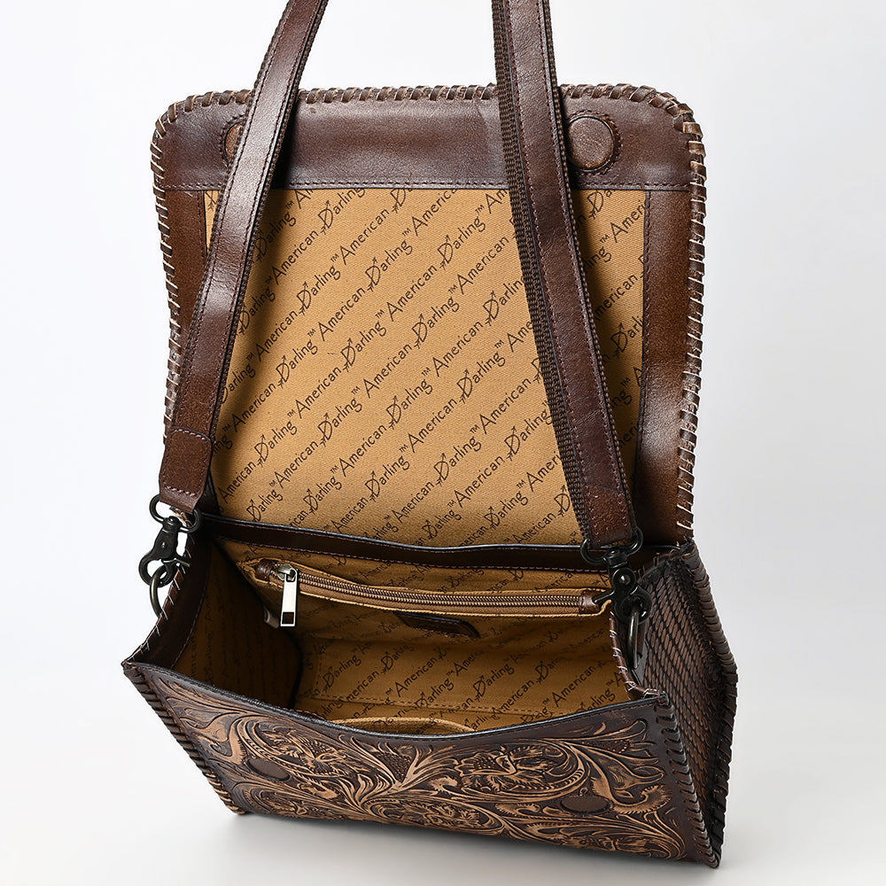 ADBGZ894 Tooled Leather Messenger Crossbody Bag | American Darling