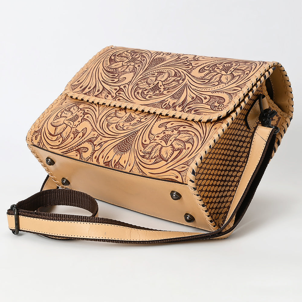 ADBGZ894 Tooled Leather Messenger Crossbody Bag | American Darling