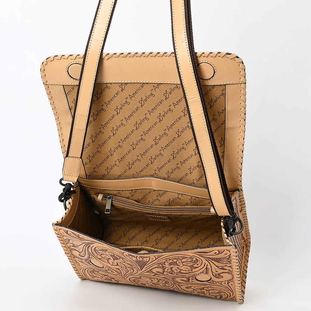 ADBGZ894 Tooled Leather Messenger Crossbody Bag | American Darling