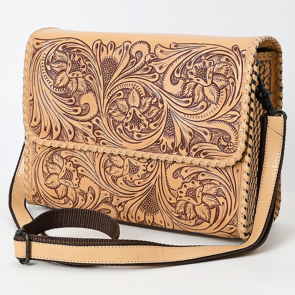 ADBGZ894 Tooled Leather Messenger Crossbody Bag | American Darling