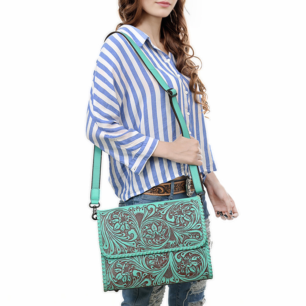 ADBGZ894 Tooled Leather Messenger Crossbody Bag | American Darling