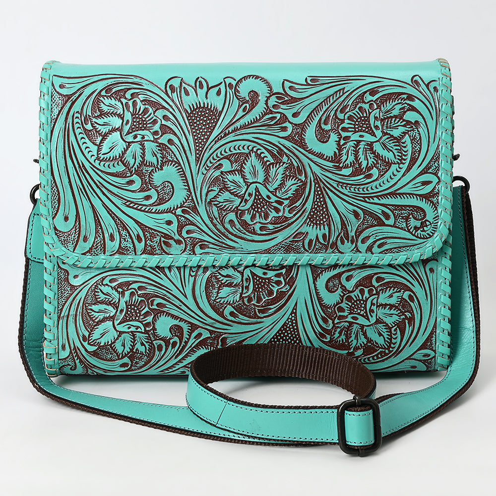 ADBGZ894 Tooled Leather Messenger Crossbody Bag | American Darling