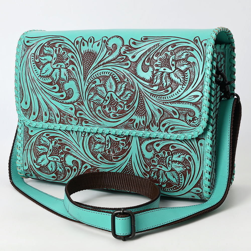 ADBGZ894 Tooled Leather Messenger Crossbody Bag | American Darling