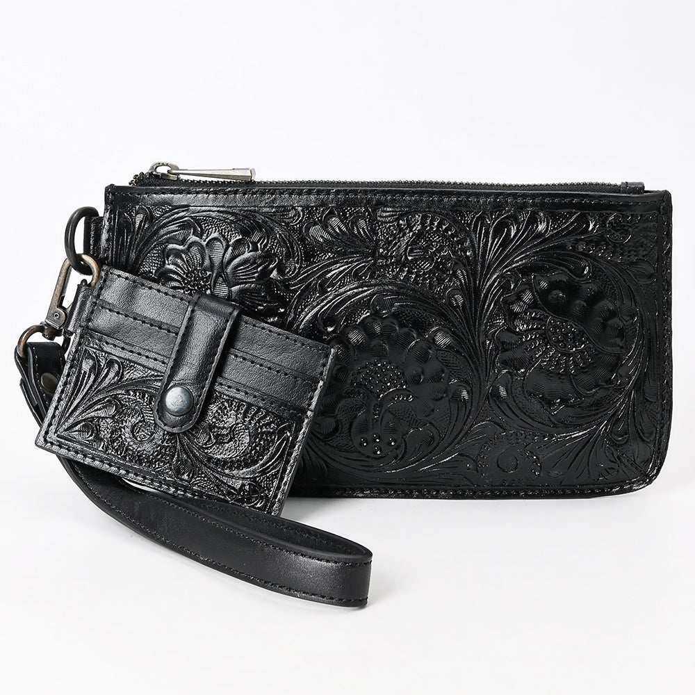 ADBGZ895A Black Tooled Leather Wristlet & Cardholder Set | American Darling