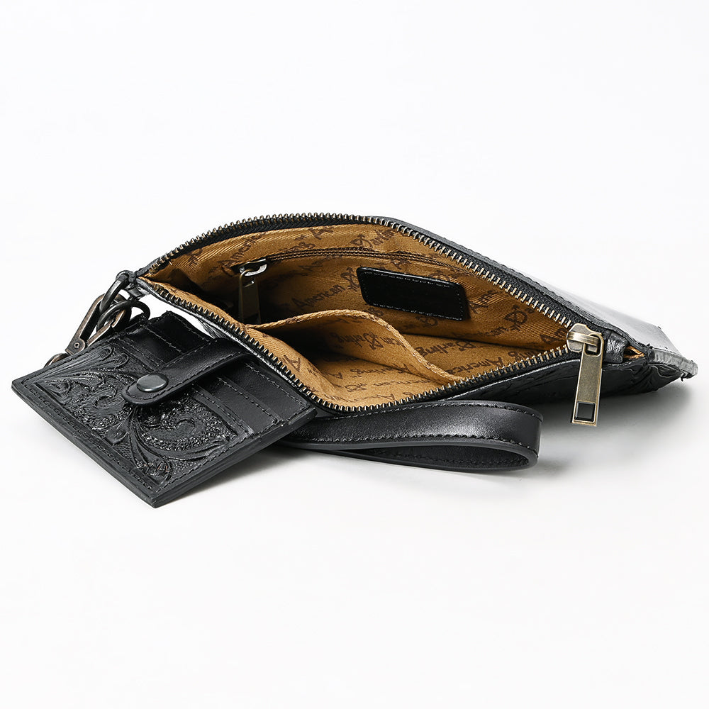 ADBGZ895A Black Tooled Leather Wristlet & Cardholder Set | American Darling