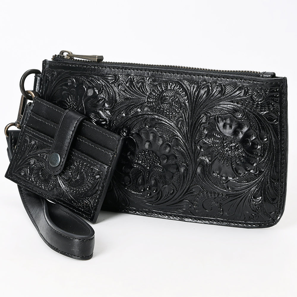 ADBGZ895A Black Tooled Leather Wristlet & Cardholder Set | American Darling
