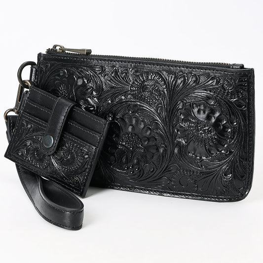 ADBGZ895A Black Tooled Leather Wristlet & Cardholder Set | American Darling