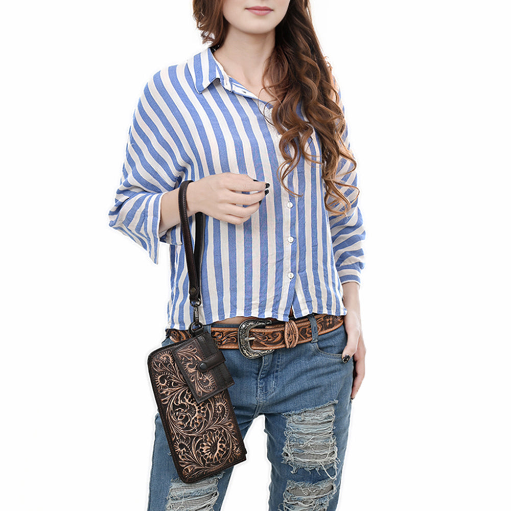 ADBGZ895 Tooled Leather Wristlet & Cardholder Set | American Darling