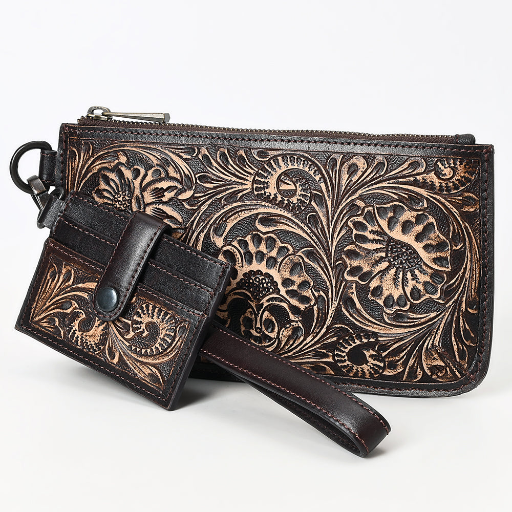 ADBGZ895 Tooled Leather Wristlet & Cardholder Set | American Darling