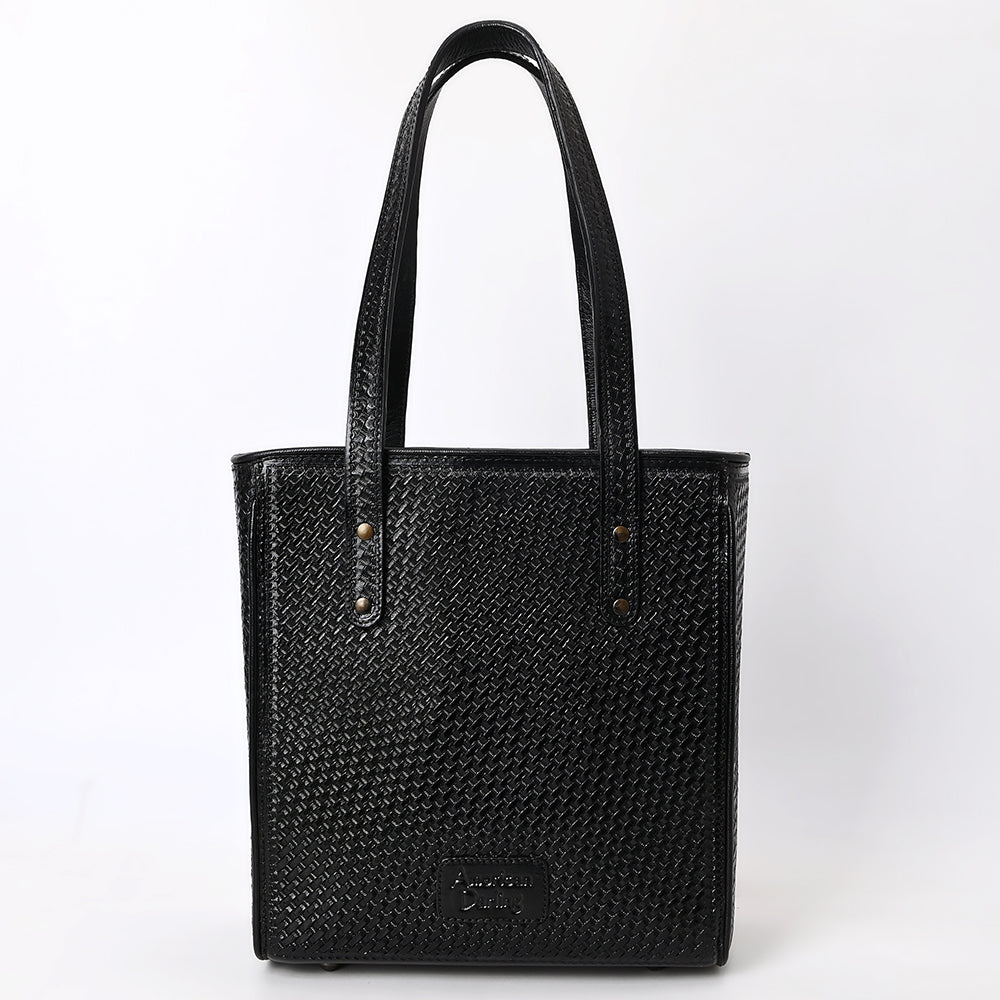 ADBGZ896A Black Hand-Tooled Genuine Leather Western Tote Bag
