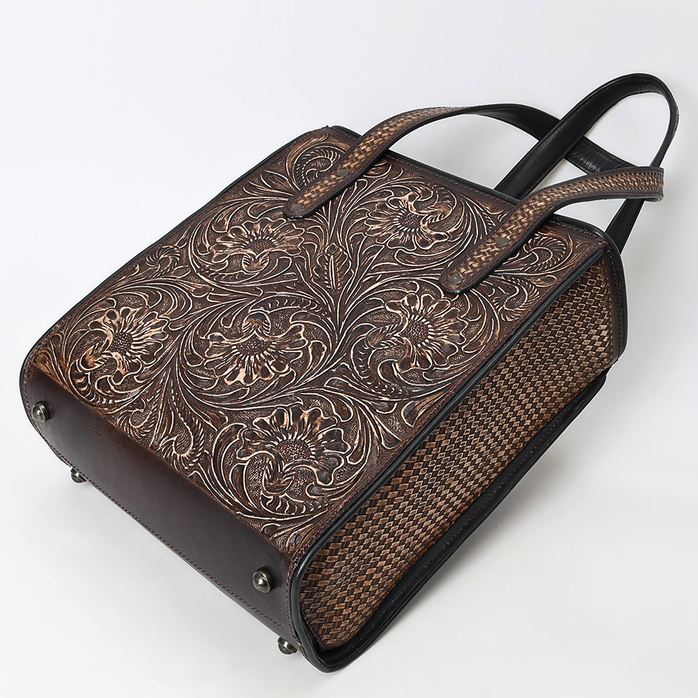 ADBGZ896 Hand-Tooled Genuine Leather Western Tote Bag