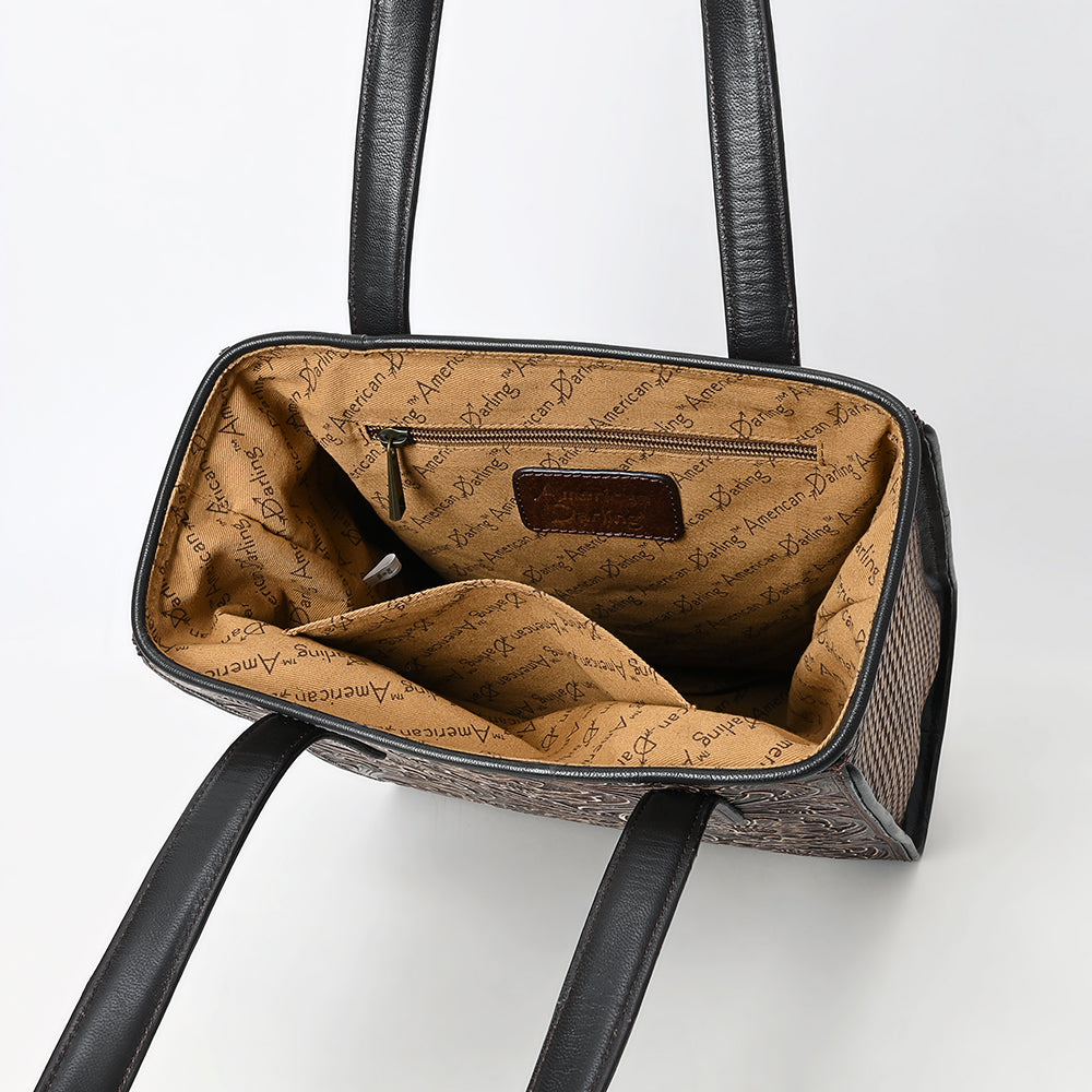 ADBGZ896 Hand-Tooled Genuine Leather Western Tote Bag