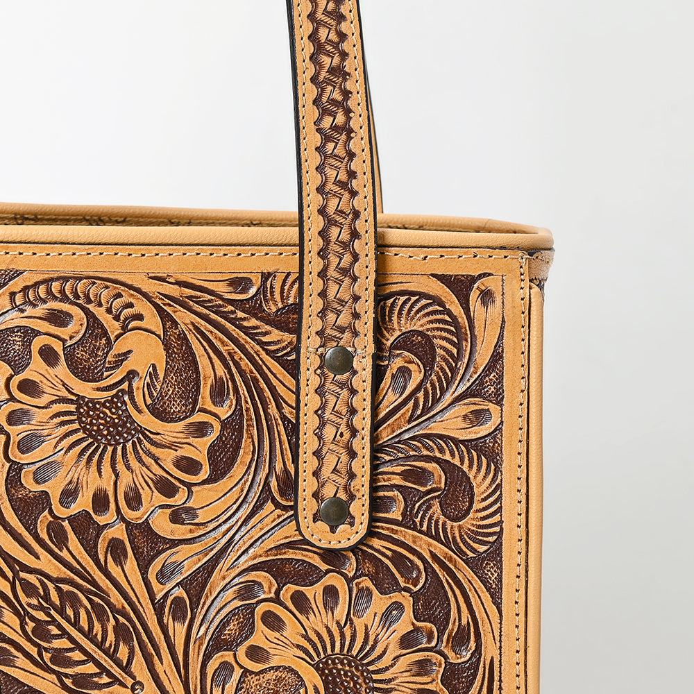 ADBGZ896 Hand-Tooled Genuine Leather Western Tote Bag