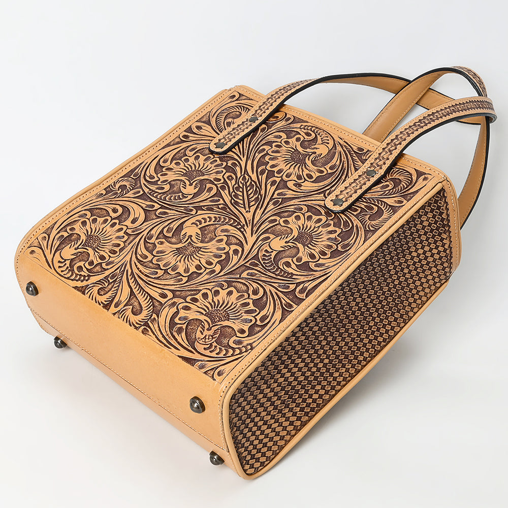 ADBGZ896 Hand-Tooled Genuine Leather Western Tote Bag