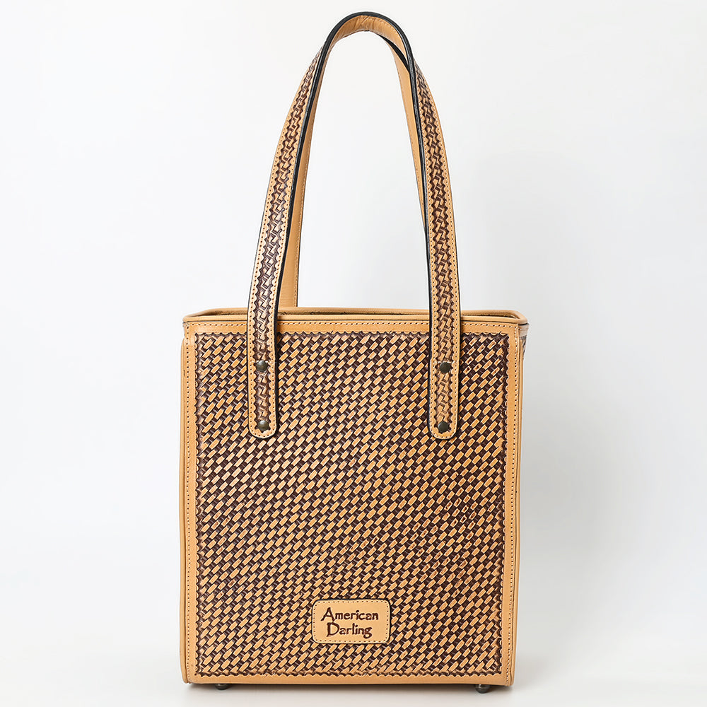 ADBGZ896 Hand-Tooled Genuine Leather Western Tote Bag