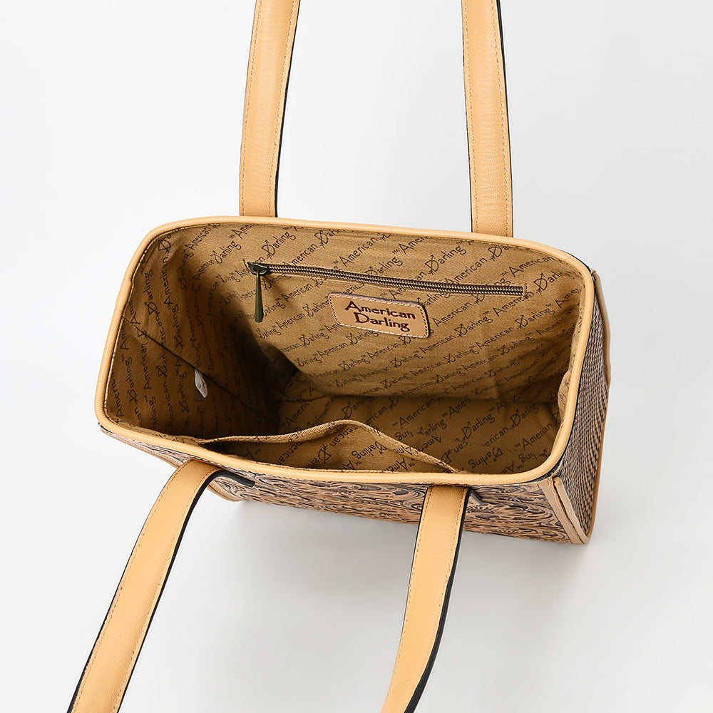 ADBGZ896 Hand-Tooled Genuine Leather Western Tote Bag