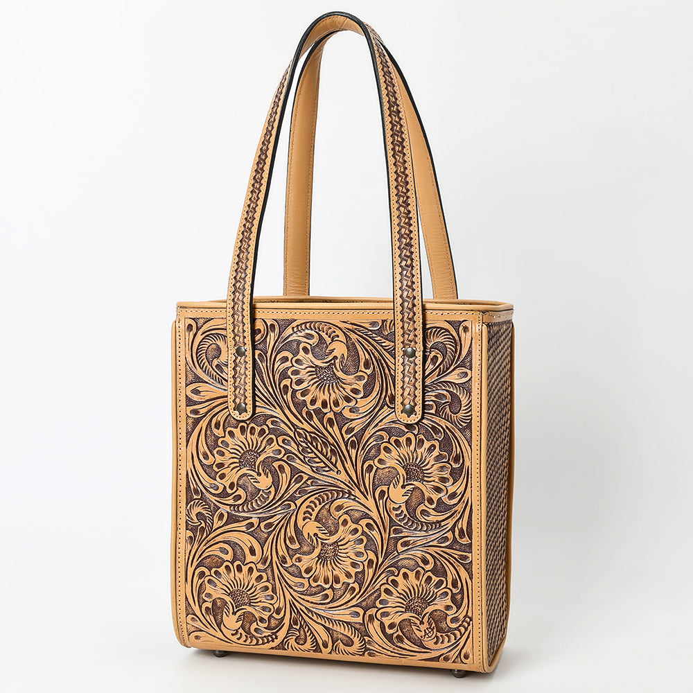 ADBGZ896 Hand-Tooled Genuine Leather Western Tote Bag