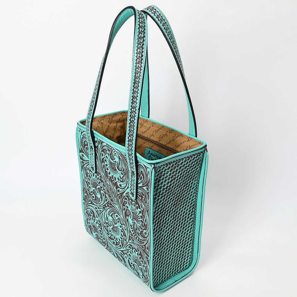 ADBGZ896 Hand-Tooled Genuine Leather Western Tote Bag