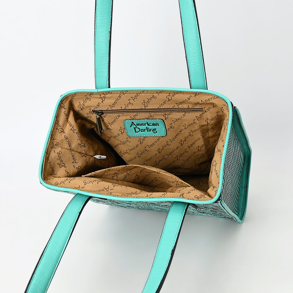 ADBGZ896 Hand-Tooled Genuine Leather Western Tote Bag