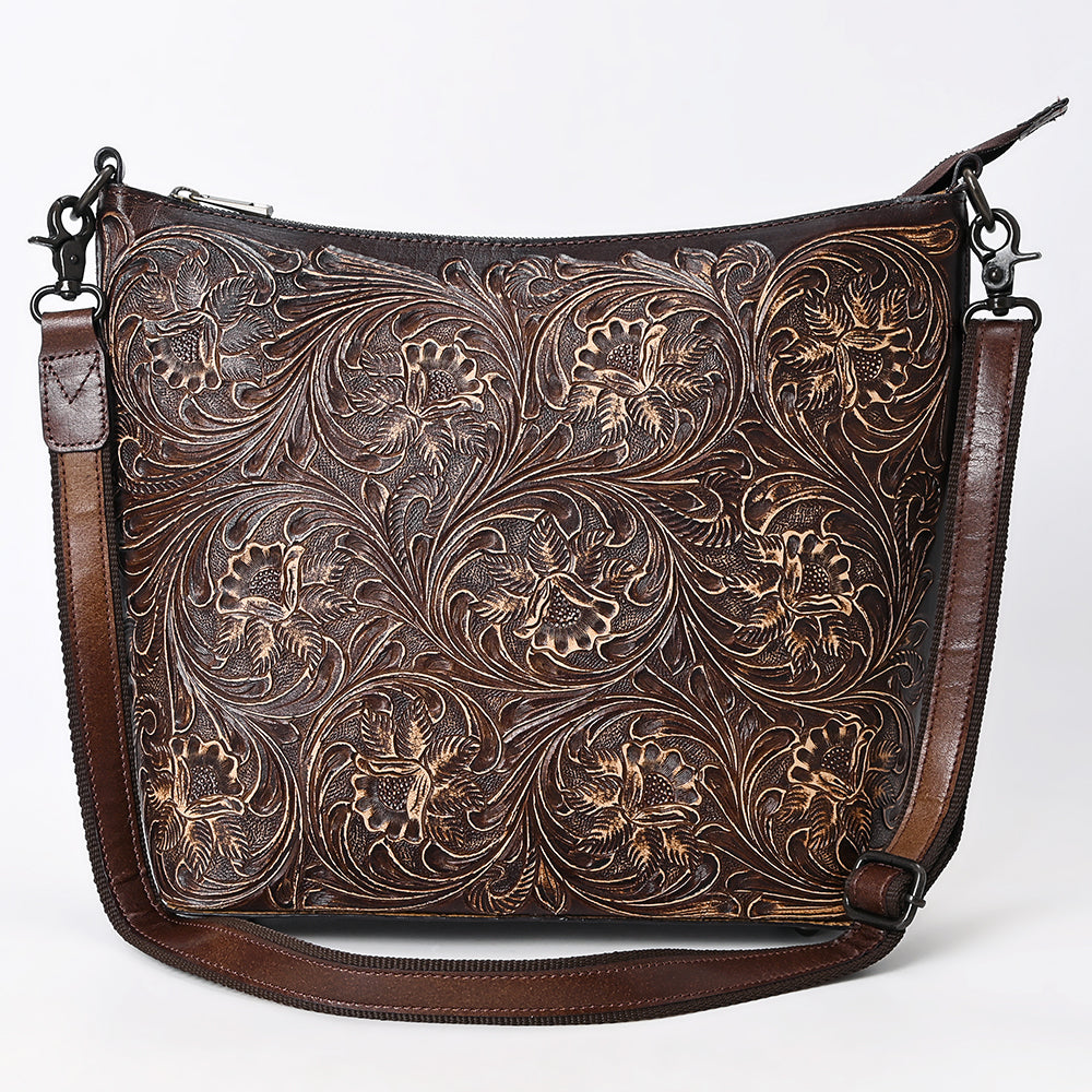 ADBGZ898 Hand-Tooled Genuine Leather Western Messenger Bag