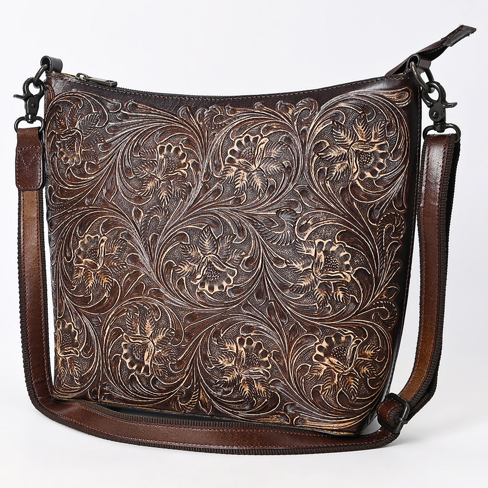 ADBGZ898 Hand-Tooled Genuine Leather Western Messenger Bag