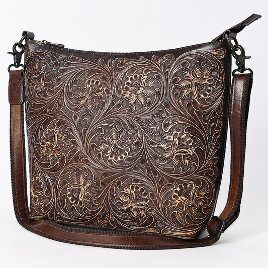 ADBGZ898 Hand-Tooled Genuine Leather Western Messenger Bag
