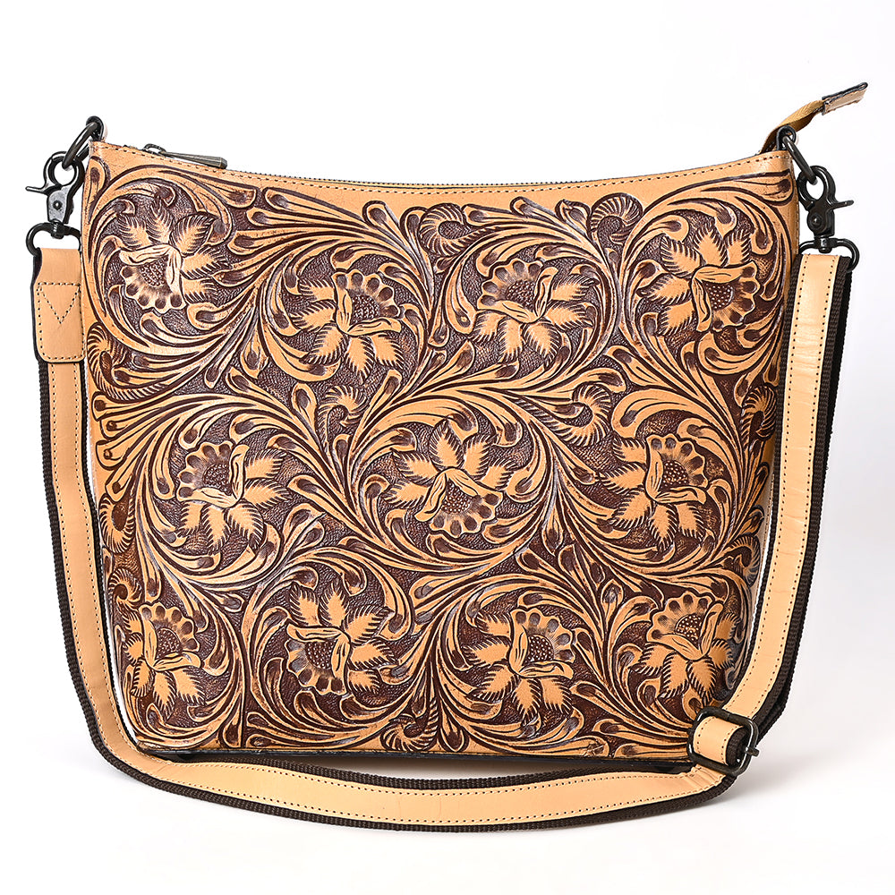 ADBGZ898 Hand-Tooled Genuine Leather Western Messenger Bag