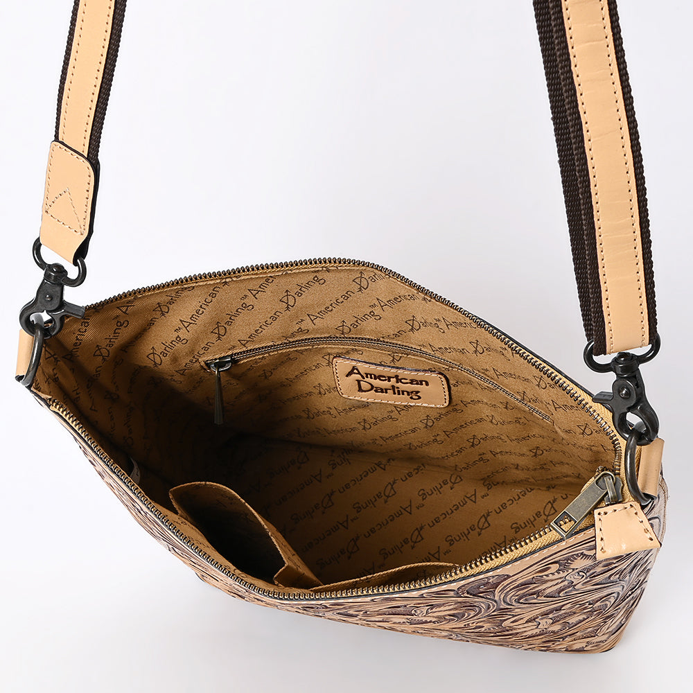ADBGZ898 Hand-Tooled Genuine Leather Western Messenger Bag