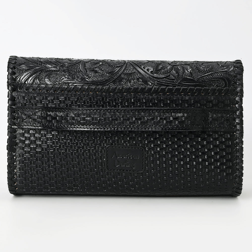 ADBGZ899A Black Hand-Tooled Genuine Leather Western Clutch Wallet