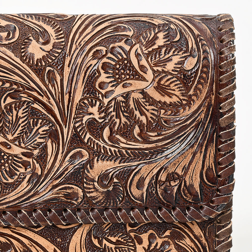 ADBGZ899 Hand-Tooled Genuine Leather Western Clutch Wallet