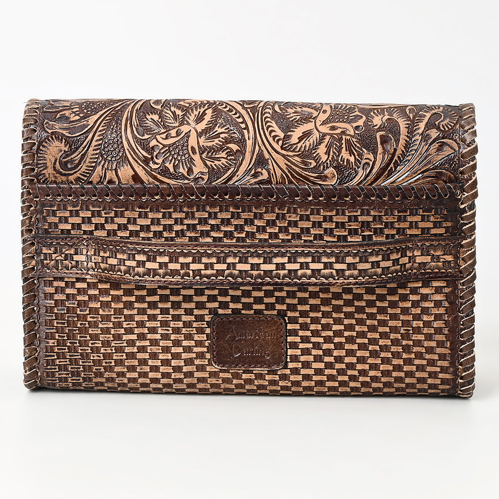 ADBGZ899 Hand-Tooled Genuine Leather Western Clutch Wallet