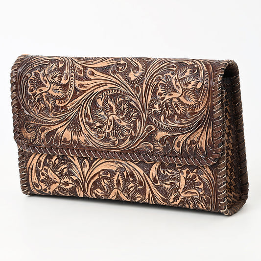 ADBGZ899 Hand-Tooled Genuine Leather Western Clutch Wallet