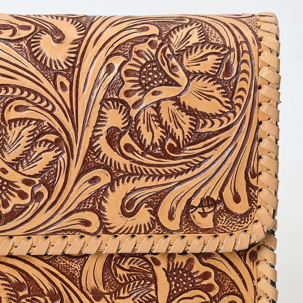 ADBGZ899 Hand-Tooled Genuine Leather Western Clutch Wallet