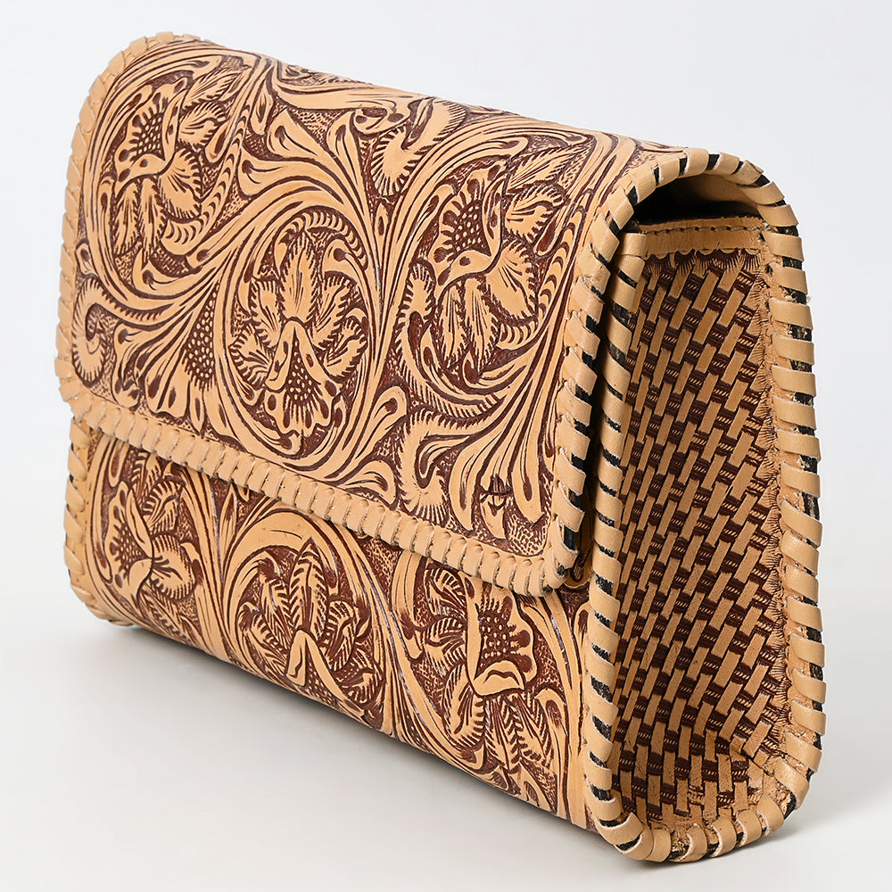 ADBGZ899 Hand-Tooled Genuine Leather Western Clutch Wallet