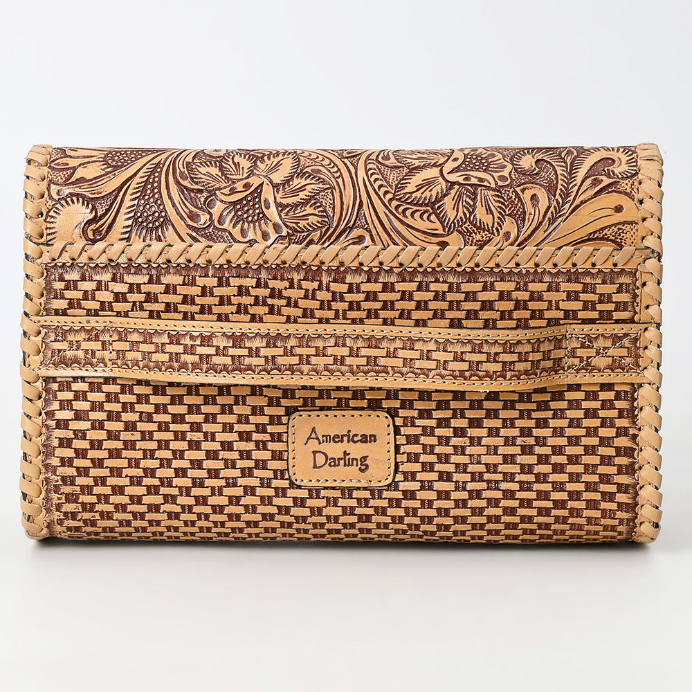 ADBGZ899 Hand-Tooled Genuine Leather Western Clutch Wallet