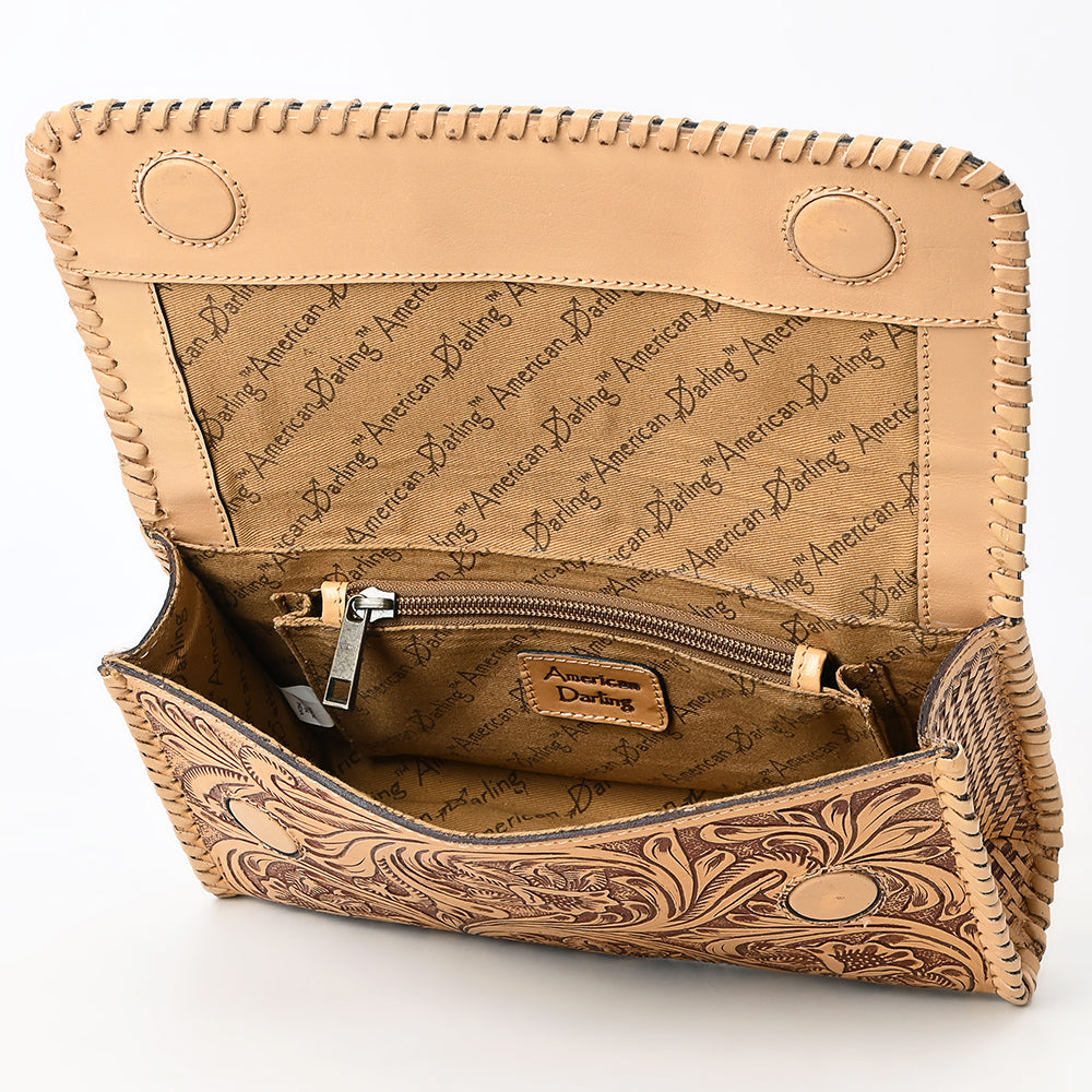 ADBGZ899 Hand-Tooled Genuine Leather Western Clutch Wallet