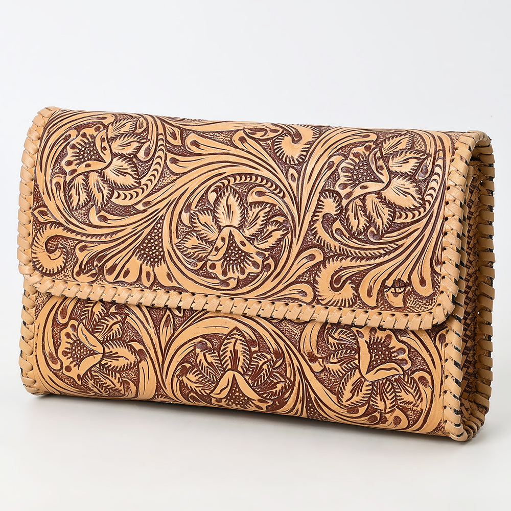 ADBGZ899 Hand-Tooled Genuine Leather Western Clutch Wallet