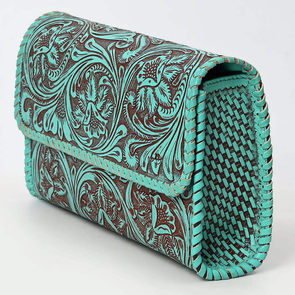 ADBGZ899 Hand-Tooled Genuine Leather Western Clutch Wallet
